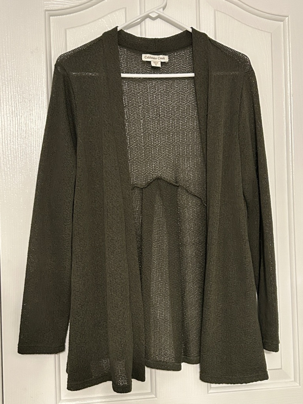 Women’s Coldwater Creek Olive Green Open-Front Lightweight Cardigan XL 16